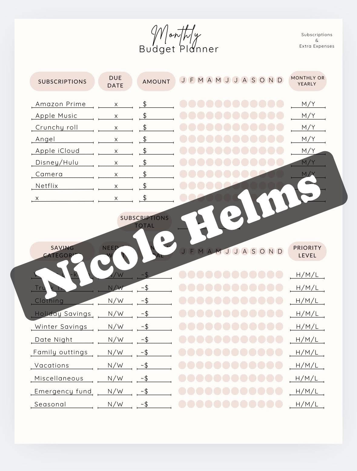 Budgeting made easy- editable!