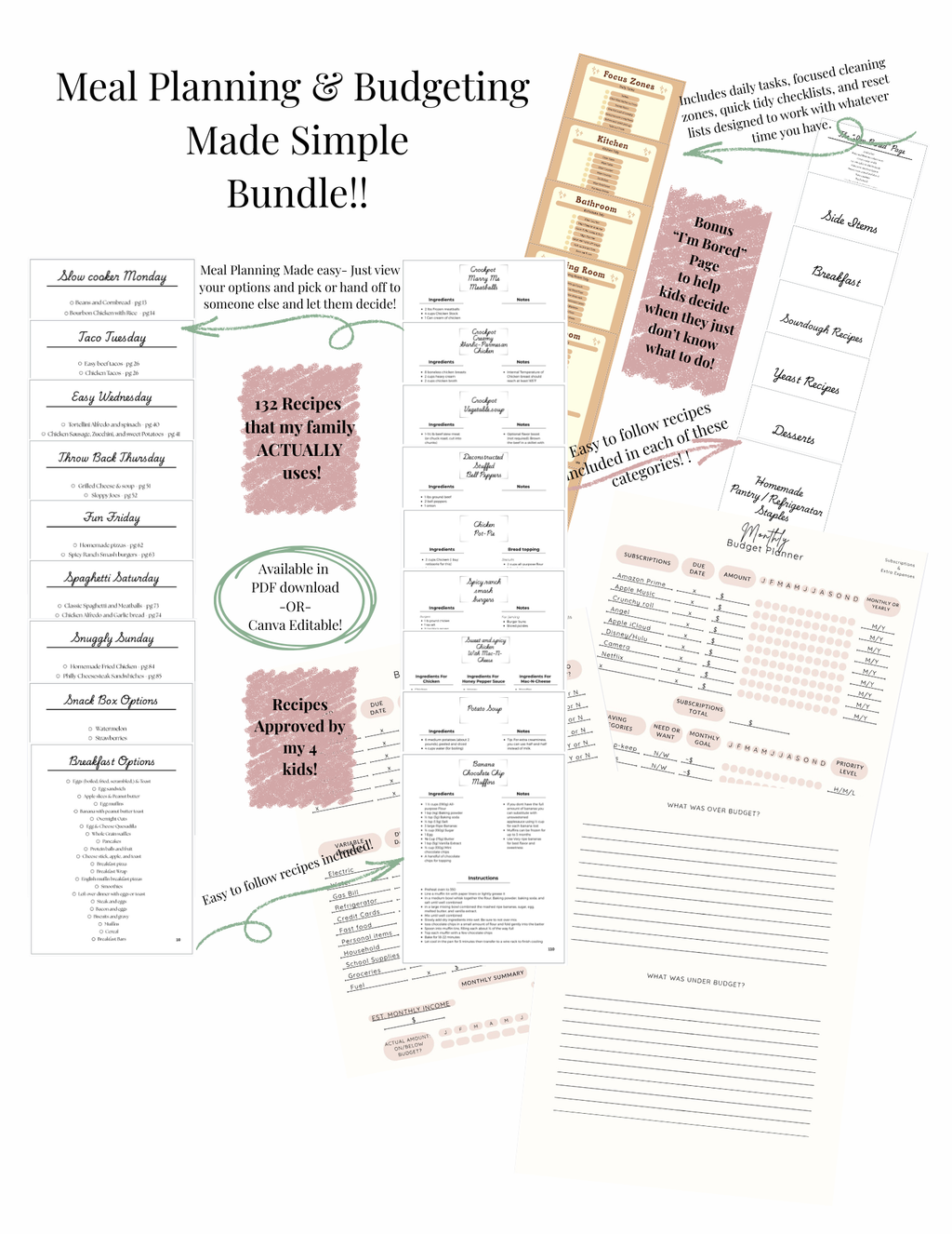 Bundle! Meal Planning Made Easy AND Budgeting Made Easy!